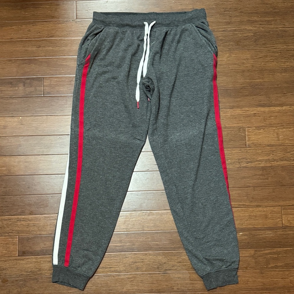 P.J. Salvage Gray Joggers with Red and White Stripes